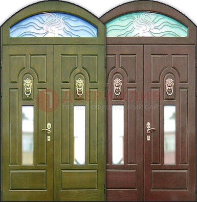 Стальная арочная дверь со стеклом ДА-17 для монолитного дома в Туле