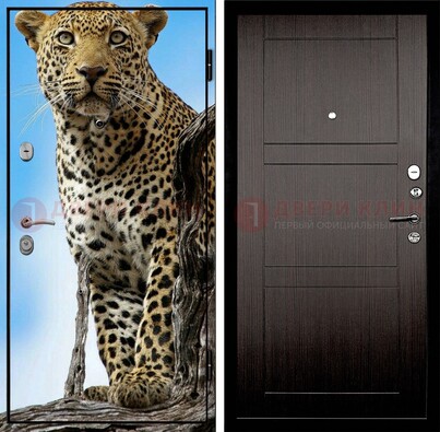 Железная дверь с рисунком гепарда снаружи ДФ-27 в Туле
