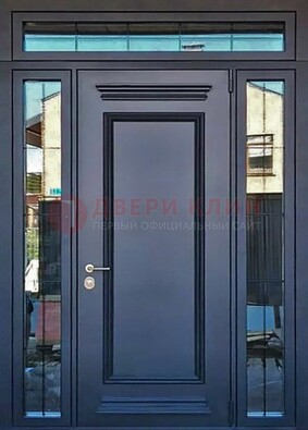 Черная металлическая дверь с фрамугой и филенкой ДФГ-19 в Туле