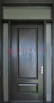 Черная металлическая дверь с фрамугами и стеклом ДФГ-24 в Туле