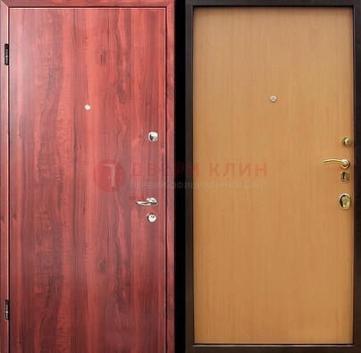 Красная железная дверь с ламинатом ДЛ-3 в Туле