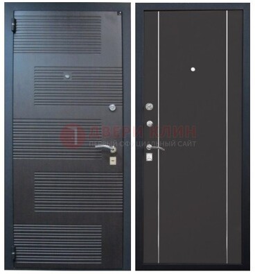 Темная металлическая дверь с МДФ ДМ-105 в деревянный дом в Тольятти