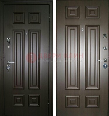 Темная металлическая дверь с МДФ ДМ-136 в квартиру в Туле