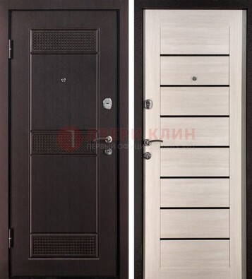 Темная стальная дверь с МДФ ДМ-147 для улицы в Щербинке
