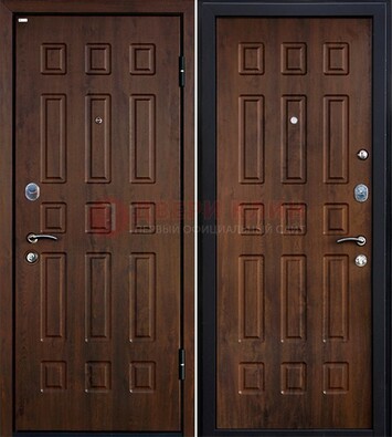 Коричневая металлическая дверь с МДФ ДМ-156 для квартиры в Туле