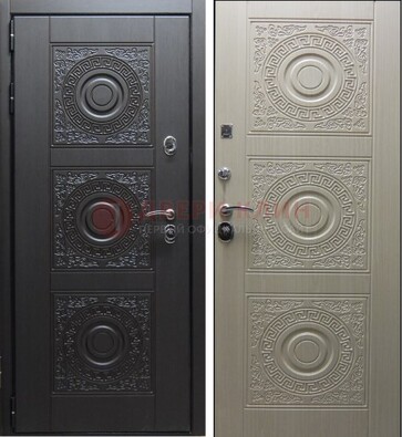 Темная стальная дверь с МДФ ДМ-161 для коттеджа в Туле