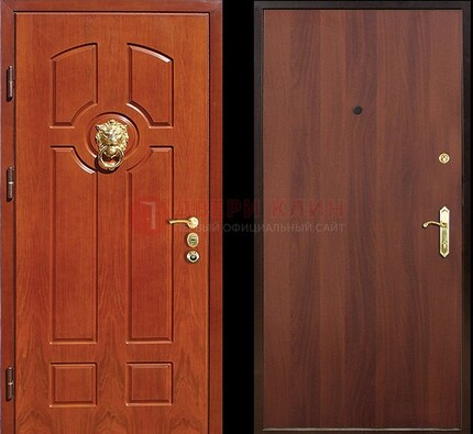 Оранжевая стальная дверь с МДФ ламинат внутри ДМ-18 в квартиру в Туле