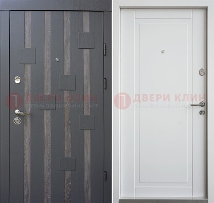 Темная металлическая дверь c белом МДФ внутри ДМ-231 в Туле
