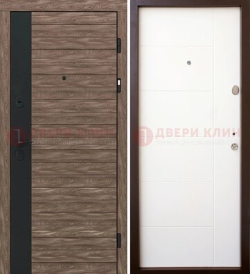 Коричневая входная дверь с черной вставкой МДФ ДМ-239 в Туле