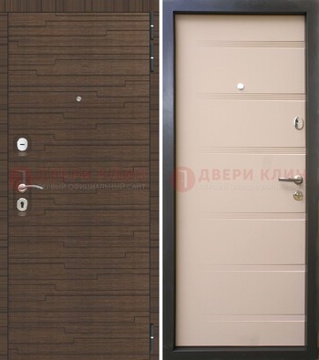 Коричневая  железная дверь c фрезерованной МДФ ДМ-248 в Туле