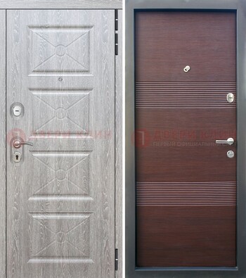 Серая филенчатая входная дверь МДФДМ-252 в Туле