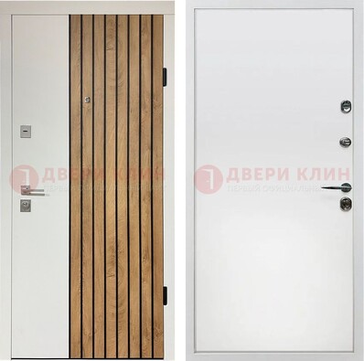 Белая с коричневой вставкой филенчатая дверь МДФ ДМ-278 в Туле