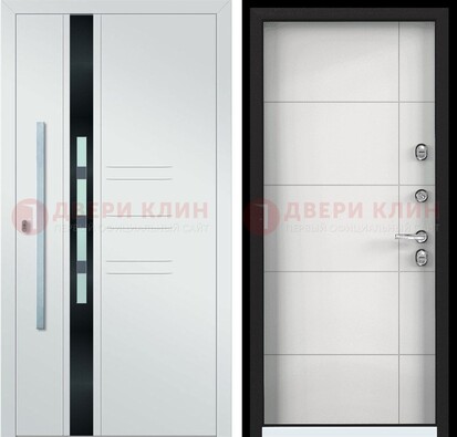 Металлическая дверь в белом цвете с МДФ ДМ-323 в Туле
