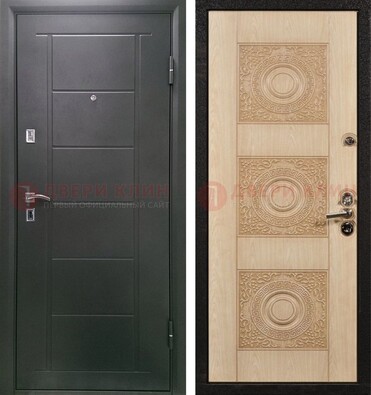 Темная железная дверь с МДФ в квартиру ДМ-344 в Туле