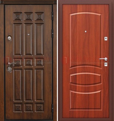Темная металлическая дверь с МДФ и узором ДМ-364 в Туле
