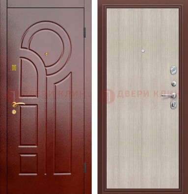 Красная металлическая дверь с МДФ панелями ДМ-368 в Туле