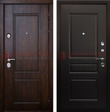 Классическая железная дверь с темными МДФ панелями ДМ-390 в Туле