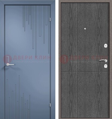 Синяя металлическая дверь МДФ в квартиру ДМ-434 в Туле