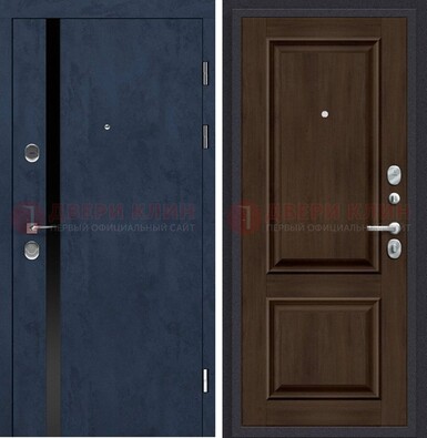 Синяя входная дверь МДФ с обеих сторон ДМ-473 в Туле