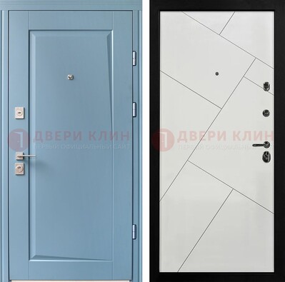 Синяя железная дверь с МДФ панелями ДМ-491 в Туле