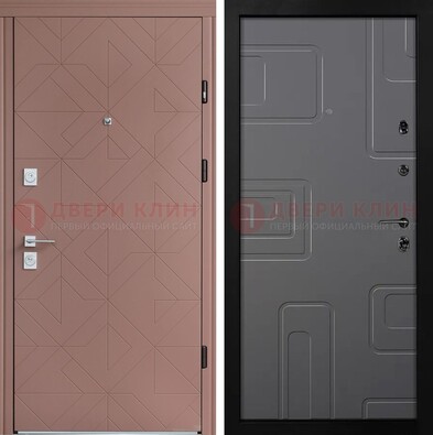 Красная стальная дверь в квартиру с МДФ хайтек ДМ-493 в Туле