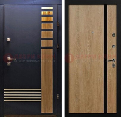 Черная металлическая дверь с МДФ хайтек ДМ-513 в Туле