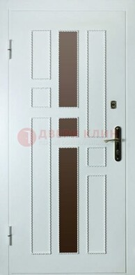 Белая стальная дверь с МДФ и декоративными вставками ДМ-62 в Туле