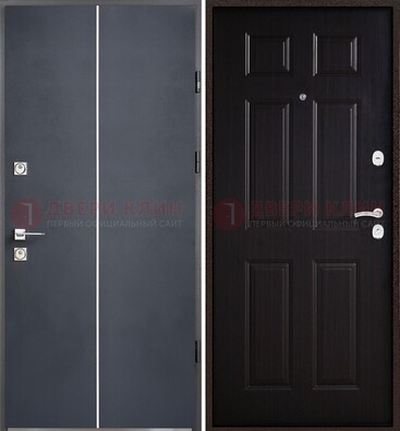 Железная дверь с порошковым покрытием и отделкой Темный орех внутри ДП-211 в Туле