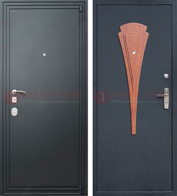 Черная железная дверь с порошковым покрытием и накладкой МДФ внутри ДП-245 в Туле