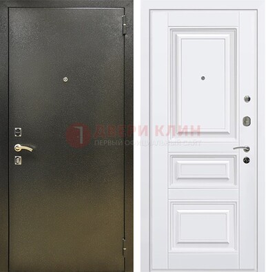 Железная темно-серая дверь с порошковым напылением и белой МДФ ДП-274 в Туле