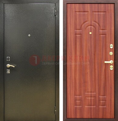 Входная темно-серая дверь с порошковой отделкой и МДФ Миланский орех ДП-281 в Туле