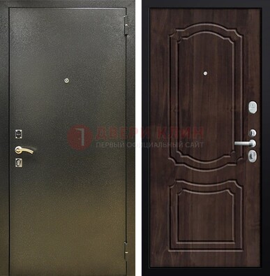 Темно-серая железная дверь с порошковым покрытием и коричневой МДФ ДП-288 в Туле
