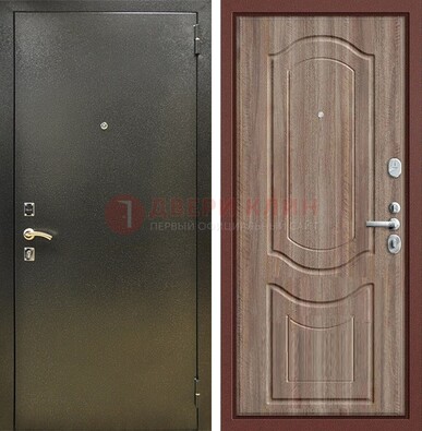 Темно-серая входная дверь с порошковым покрытием и коричневая МДФ ДП-290 в Туле