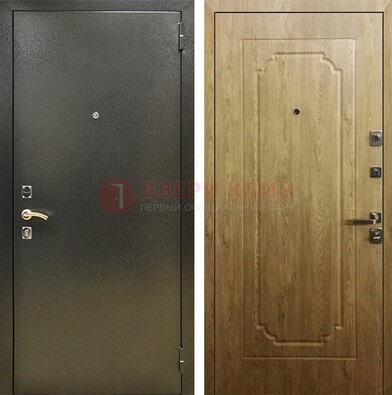 Темно-серая входная дверь с порошковым покрытием и МДФ Золотой дуб ДП-291 в Туле