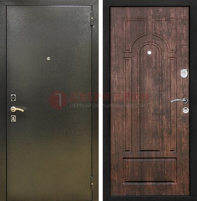 Темно-серая металлическая дверь с порошковым покрытием и МДФ коричневая ДП-292 в Туле