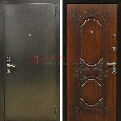 Входная дверь Темное серебро с порошковым покрытием и МДФ с узором ДП-293 в Туле