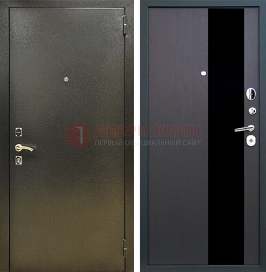 Входная темная дверь с порошковым покрытием и МДФ со стеклом ДП-294 в Гатчине