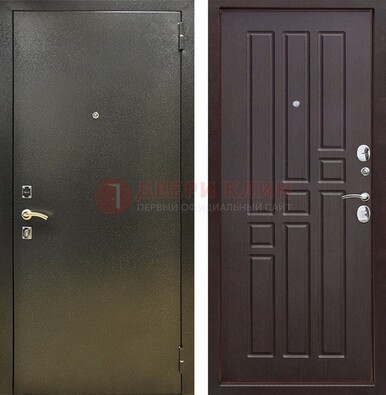 Входная темно-серая дверь с порошковым напылением и коричневой МДФ ДП-301 в Туле