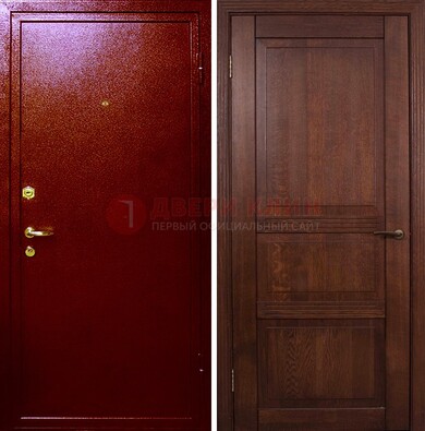 Красная железная дверь с порошковым окрасом ДП-58 в Туле