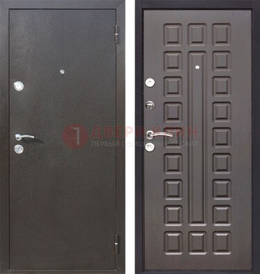 Коричневая железная дверь с порошковым окрасом ДП-63 в Туле