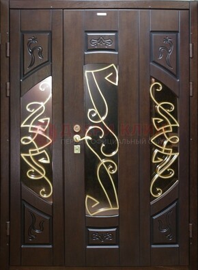 Парадная дверь со стеклом и ковкой ДПР-1 в каркасный дом в Туле