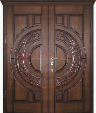 Утепленная коричневая стальная парадная дверь ДПР-51 в Туле