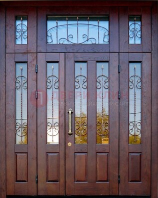 Парадная дверь с прямоугольными стеклянными вставками ДПР-5 для частного дома в Туле