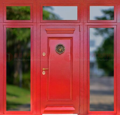 Красная парадная дверь для частного дома ДПР-88 в Туле