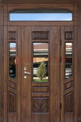 Парадная стальная дверь Винорит со стеклом и резьбой ДПР-97 в Туле