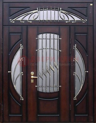 Парадная дверь со стеклянными вставками и ковкой ДПР-9 для улицы в Туле