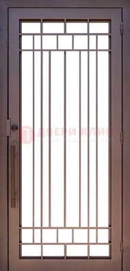 Стальная решетчатая дверь в коричневом цвете ДР-12 в Туле