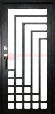 Черная стальная решетчатая дверь в современном стиле ДР-43 в Омске
