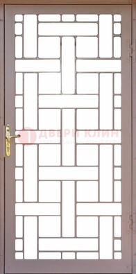 Коричневая металлическая решетчатая дверь для дома ДР-47 в Туле