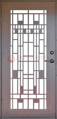 Коричневая стальная решетчатая дверь с узором ДР-4 в Туле